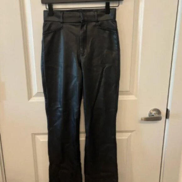 Zara black faux leather flare leg trouser pants size XS - Picture 1 of 5